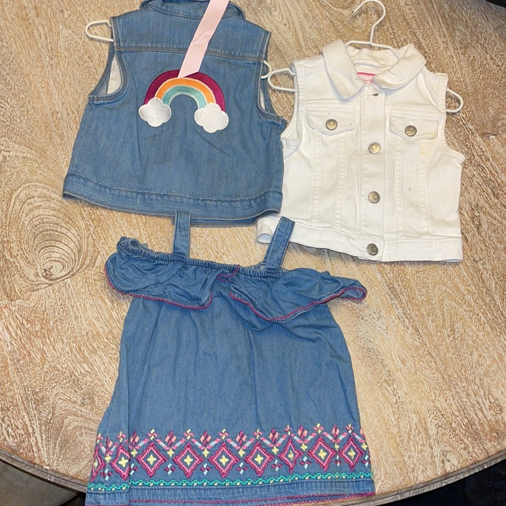 Gymboree Lot 2 Jean Vests one cold shoulder top 3T